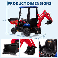 Garvee Ride - P Series: 4-in-1 Ride-On Tractor for Kids: Excavator, Bulldozer, Removable Tent, 12V Battery, Remote Control, Front Loader, Horn, EVA Tires - Red