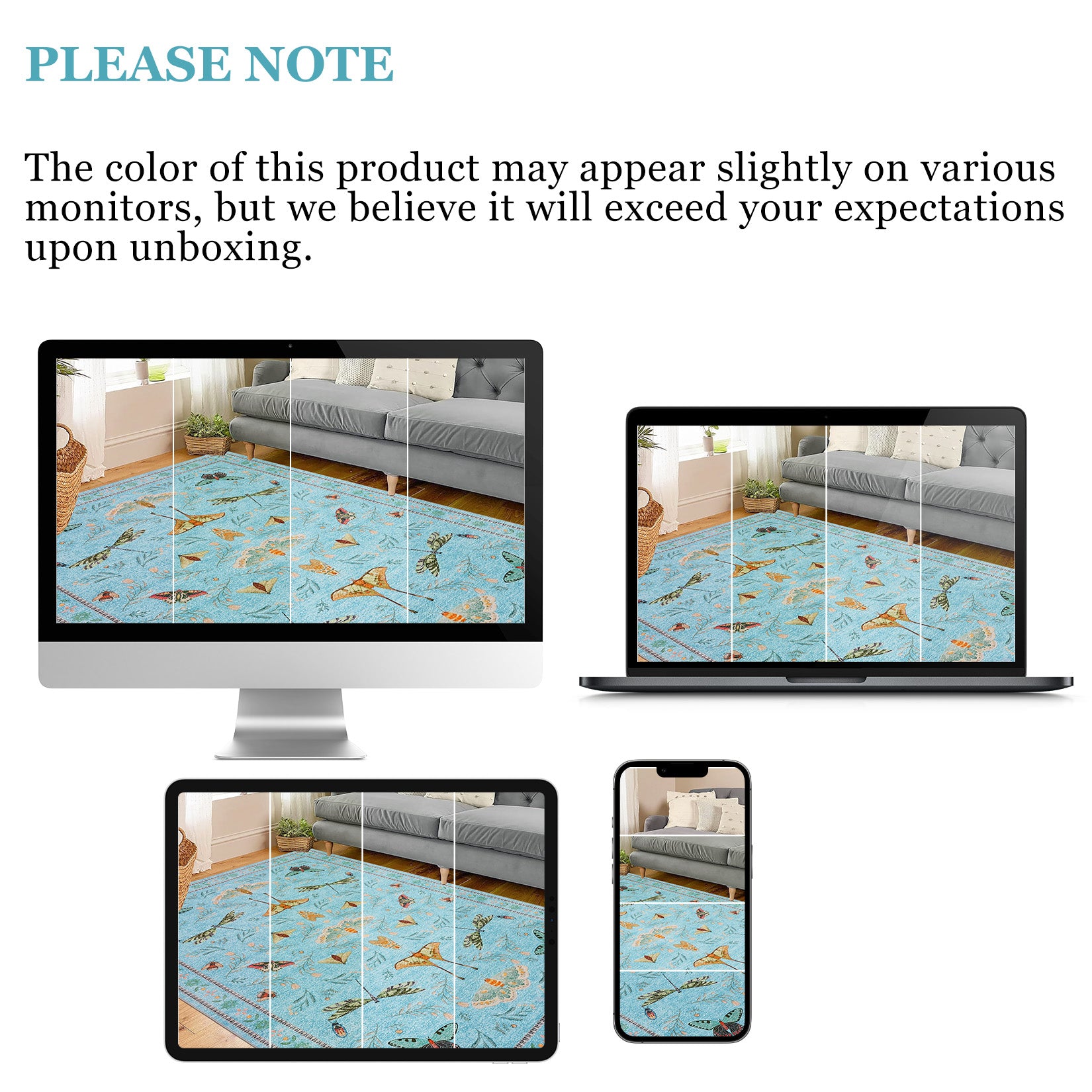 Garvee Insect Washable Soft Area Rugs for Living Room Bedroom Ultra-Thin Non Slip Dining Room Stain Resistant Rug Large Carpet for Office Nursery Bedroom