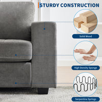 Garvee 71" Chenille Fabric Sofa Modern Comfort Sofa with USB/Type-C Ports, Deep Seat Cushions, Removable Cover, Wide Armrests Ideal for Living Rooms, Small Spaces, and Apartments - Grey