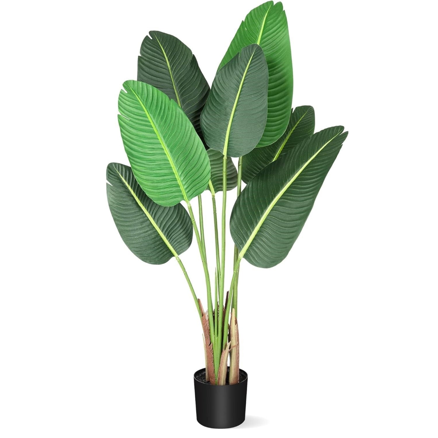 Garvee 4FT Artificial Upright Banana Leaf Plant with 8 Trunks and Pot - Perfect for Home Office Greenery Decoration