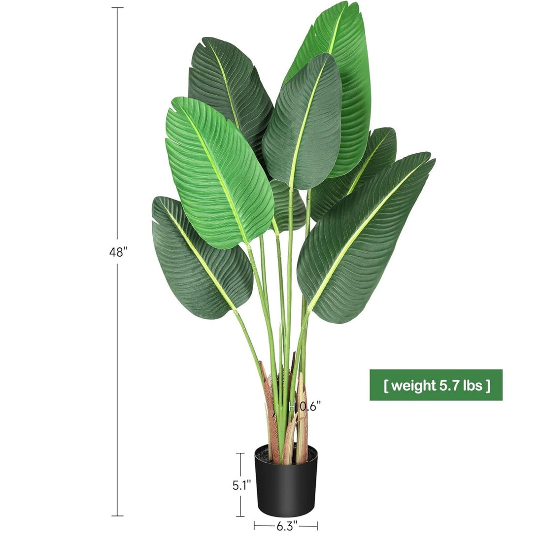 Garvee 4FT Artificial Upright Banana Leaf Plant with 8 Trunks and Pot - Perfect for Home Office Greenery Decoration