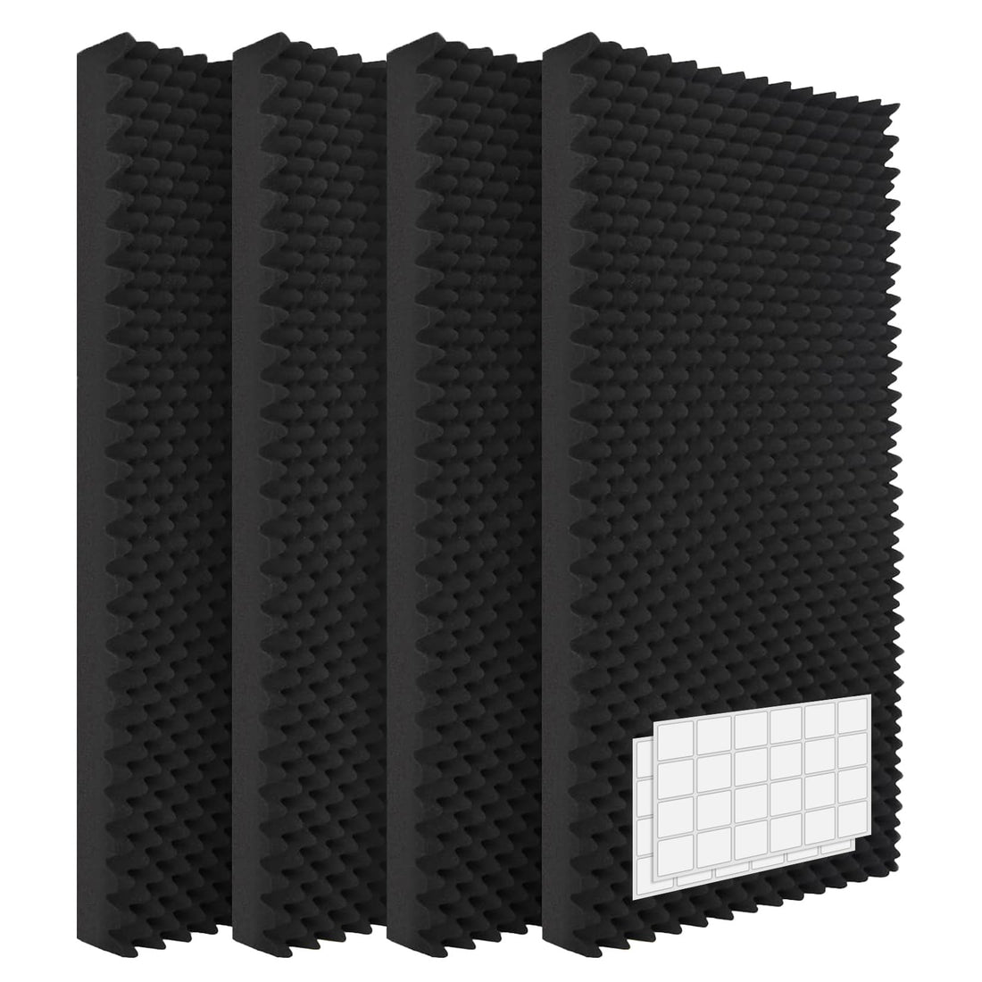 Garvee 4 Pack Acoustic Panels, 48x24x2 in Soundproof Wall Panels Foams, Easy Installation, Noise Reducing Sound Dampening Foam Mat for Bedroom Media Room Studio, Black