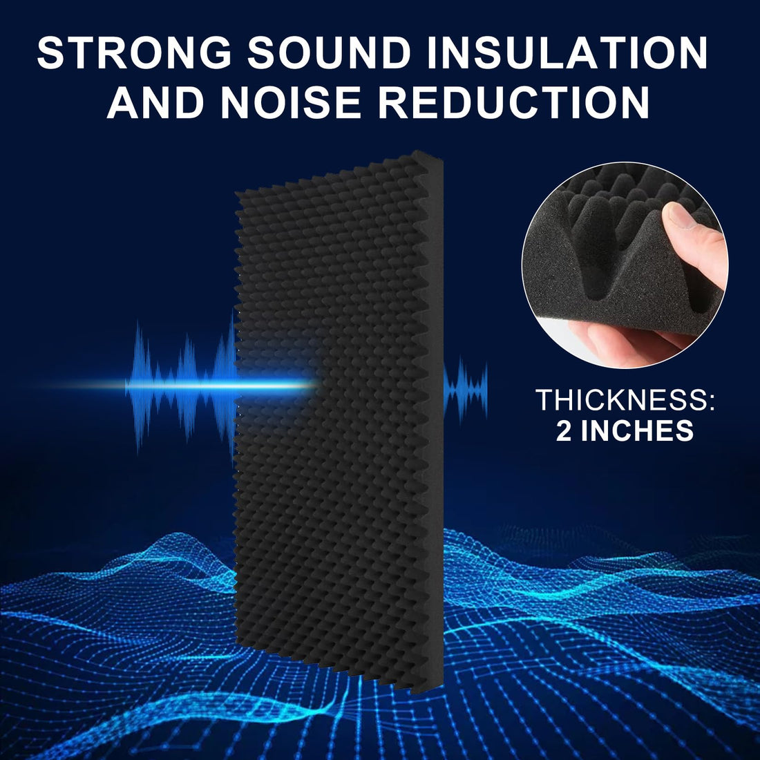 Garvee 4 Pack Acoustic Panels, 48x24x2 in Soundproof Wall Panels Foams, Easy Installation, Noise Reducing Sound Dampening Foam Mat for Bedroom Media Room Studio, Black