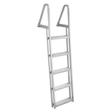 Garvee 5 Step Angled Removable Dock Ladder, Heavy Duty Aluminum Boat Dock Ladder with Wide Non-Slip Steps, Adjustable Height, 350 lb Capacity for Lake & Marine Dock