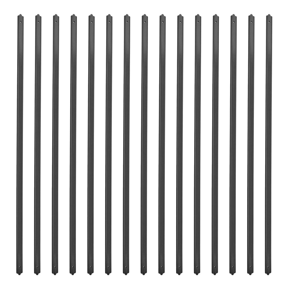 Aluminum Deck Balusters 32.25 x 1 Inch Flat Straight Grooved Porch Railing Matte Black