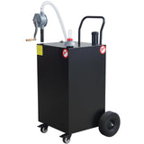 Garvee 50 Gallon Portable Gas Caddy Gasoline Diesel Can Hand Siphon Pump With Rolling Flat-Free Solid Rubber Wheels for Boat, Atv, Car, Motorcycle - Black