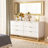 Garvee White 6 Drawer Dresser for Bedroom, Wood Chest of Drawers with Metal Legs, Modern Storage Dresser Chest Cabinet Organizer, Large Dresser for Living Room, Hallway, Closet - White