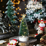 Garvee 3 árboles de Navidad en miniatura de computadora, mini árbol de Navidad LED con cadena de luces LED, mesa de nieve artificial pequeño árbol de Navidad para decoración de Navidad