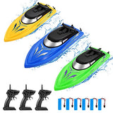 Garvee 3 Pack RC Boat Remote Control Boats for Pools and Lakes for Kids and Adults, 2.4 GHz RC Boat for Boys 4-7 8-12 Years with 6 Rechargeable Batteries - Blue+Green+Yellow