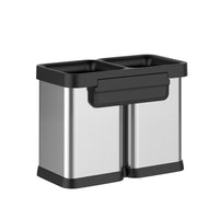 2x5.3 Gallon Kitchen Trash Can, Dual Compartment Waste Bins, Open Top, No Lid Stainless Steel Trash Bin for Kitchen, Office, Restaurant