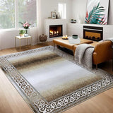 Garvee Modern Washable Ombre Rug 8x10 - Luxuriously Soft, Non-Slip, Machine Washable, Pearl Velvet, No Shedding, Ideal for Living Room, Bedroom, Office, Dining Room - Brown & Khaki