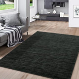 Garvee Modern Solid Black 8x10 Area Living Room Rugs Large Soft Washable Rug Modern Rug Non Slip Ultra-Thin Low Pile Rugs for Bedroom Stain Resistant Indoor Floor Cover Foldable Accent Rug for Playroom Office - Black