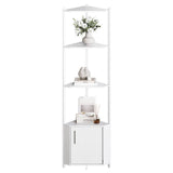 Garvee 5 Tier Corner Shelf Stand Metal Frame Wood Shelves for Living Room Bedroom Kitchen Bathroom 57" Tall Black - White