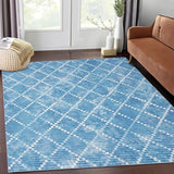 Garvee Rugs for Living Room 5x7 Rug Modern Area Rug Washable Rugs Trellis Abstract Rug Bedroom Decor Floor Mats Ultra Soft Area Rug Non Slip Office Rug Geometric Rug for Nursery, Blue 5'x7' - Blue