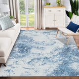 Garvee Washable Soft Area Rug, 4x6 Modern Abstract Design Rugs, Stain Resistant Foldable Carpet Non-Shedding Floor Mat with Non-Slip Backing, for Living Room Bedroom Dining Room Office, Blue - Blue