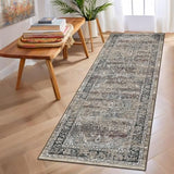Garvee Vintage Washable Hallway Runner Rug – Non-Slip Soft Touch Retro Gray Carpet Runner for Kitchen, Bedroom, and Stylish Home Decor - Dark Brown