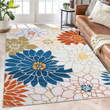 Garvee Floral Rug 4x6 Washable Area Rug Modern Accent Distressed Throw Rugs Non Slip Non Shedding Indoor Carpet Low Pile Rug for Living Room Bedrooms Decor, Beige - Beige