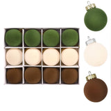 Garvee 12pcs Velvet Christmas Balls Bulk Flocked Christmas Tree Ball Ornaments Plastic Balls Xmas Hanging Ornaments for Christmas Tree Holiday Wedding Party Decoration Style 4