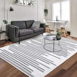 Garvee Modern Rug Washable Rugs 8x10 Rug for Living Room Stripe Geometric Rug Grey Rug Large Area Rug Bedroom Decor Soft Non Slip Throw Rugs Stain Resistant Carpet Low Pile Area Rugs Grey 8'x10' - Gray