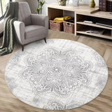 Garvee Round Rug 4' Diameter Vintage Medallion Area Rug - Non-Slip Distressed Door Mat Small Accent Throw Floor Carpet for Entryway Bedrooms Laundry Room Decor, Grey/Beige - Beige/Gray
