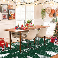 Garvee Washable Rug 8x10 Large Rugs for Living Room Non-Slip Christmas Tree Pattern Carpet Soft Bedroom Rug, Stain Resistant, Foldable Xmas Decorative Rug for Bathroom Kitchen Dining Room, Green