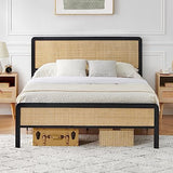 Garvee Full Size Metal Bed Frame with Rattan Headboard and Footboard, Platform Bed Frame with Safe Rounded Corners, Under Bed Storage, Strong Metal Slat Support, No Box Spring Needed - Rattan