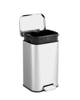 Garvee 3.2 Gal Bathroom Trash Can, Step Garbage Can with Soft-Close Lid, Stainless Steel, Silver, Rectangular - Silver