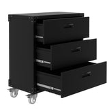 Garvee Rolling Tool Cabinet Metal Storage With Wheels 3 Drawer For Garage Workspace, Durable Metal, Spacious, Black