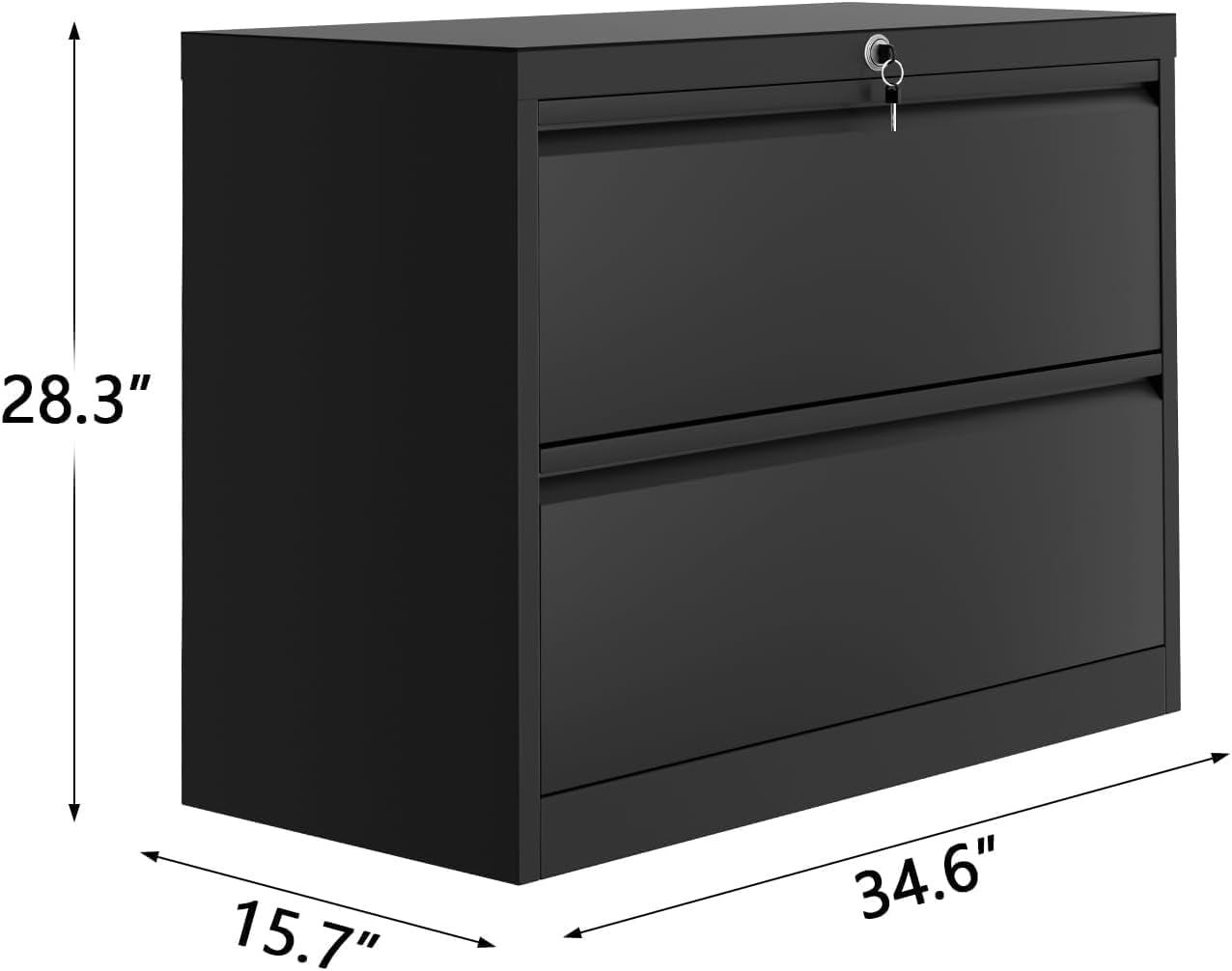 Garvee 2 Drawer File Cabinet with Lock, Metal Lateral Filing Cabinets for Letter/Legal Size Documents, Smooth Full-Extension Slides, Durable File Storage for Home Office, Black