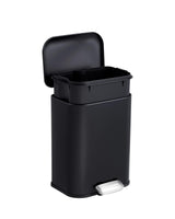 Garvee 1.3 Gal Bathroom Trash Can, Step Garbage Can With Soft-Close Lid, Stainless Steel Recycling Bin, Rectangular Waste Container, Black - Black