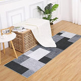 Garvee Runner Rug Geometric Washable Soft Flannel Non-Slip Low Pile Modern Decor for Living Room, Kitchen, Bedroom, Hallway, Entryway - Gray