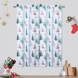 Garvee Christmas Decor Kitchen Bathroom Curtain Window 45 Inches Tier Curtains Window Treatment, Rod Pocket Xmas Tree Snowman Café Curtain Short Curtain for Bedroom, 27"x45", 2 Panels - White