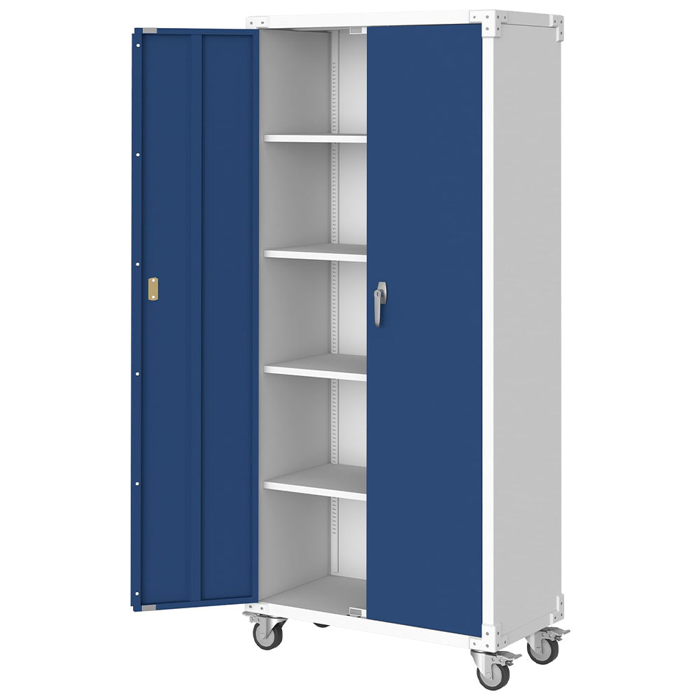 Garvee Metal Storage Cabinets with Lock Doors, 71" Tall Steel Garage Storage Cabinet, Blue Grey, Multipurpose, 2 Doors & 4 Shelves