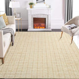 Garvee 9x12 Washable Rug Modern Checkered Area Rug Indoor Plaid Print Floor Cover Soft Faux Wool Throw Carpet Aesthetic Rug Foldable Thin Rug Non-Slip Accent Rug for Living Room Bedroom Yellow - Yellow
