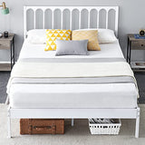 Garvee Full Size Metal Platform Bed Frame + Wave Wooden Headboard + Heavy Duty Metal Slats Support + No Box Spring Needed + No Noise + Easy Assembly + White + Bedroom - White