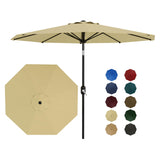 Garvee 9' Outdoor Patio Umbrella, Outdoor Table Umbrella – Market Umbrella with Push Button Tilt, Crank, 8 Ribs, UV Waterproof for Garden, Deck, Pool, Beige - Beige