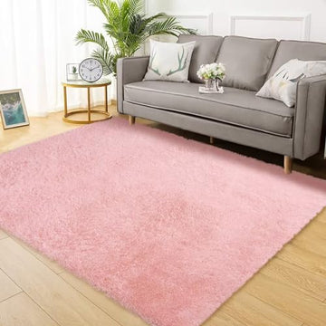 Garvee Fluffy & Sheepskin Light Pink 5x8 Rugs for Bedroom Plush Rug Non-Shedding & Easy Care, Living Room Rugs Fuzzy Rug Living Room Decor