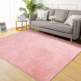Garvee Fluffy & Sheepskin Light Pink 5x8 Rugs for Bedroom Plush Rug Non-Shedding & Easy Care, Living Room Rugs Fuzzy Rug Living Room Decor - Light Pink