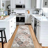 Garvee Runner Rugs for Hallway 2x6 Moroccan Bathroom Rugs Machine Washable Trellis Geometric Pink Rug Non Slip Kitchen Entryway - Pink/Gray