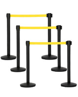 Garvee Crowd Control Stanchion Set 6 Pack with Retractable Belt Heavy Duty Barrier for Events Bank Hotel 6.6 ft Yellow Belt