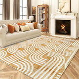 Garvee Machine Washable Rug 5x7 Modern Arch Pattern Non-Slip Polyester for Living Room, Bedroom, Nursery, Coffee - Tan & Ivory