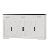 Garvee 4 Doors Modern Farmhouse Buffet Cabinet with Storage, Adjustable Shelves, Rustic Brown for Kitchen and Dining Room - White Wood Color Double Pack