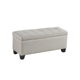 Garvee Storage Bench Linen Fabric Upholstered Bed Bench With Thicker Seat 35inch Checkered White For Living Room Bedroom Entryway - Checkered White