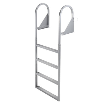 Garvee 5 Step Straight Flip-Up Dock Ladder, Heavy Duty Aluminum Boat Dock Ladder with Wide Non-Slip Steps, Adjustable Height, 350 lb Capacity for Lake & Marine Dock