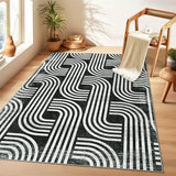 Garvee Area Rug 8x10 Machine Washable Soft Modern Arch Pattern Non Slip Polyester for Living Room Bedroom Kitchen - Black