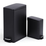 Garvee 12 Gal And 2.6 Gal Stainless Steel Trash Can Combo Set, Slim Garbage Can For Kitchen And Bathroom, Black - Black