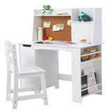 Garvee White Study Desk and Chair Set with Storage - Kids' Learning Table for Boys and Girls, Ages 3-10