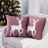 Garvee Christmas Pillow Covers 18 ×18 Set of 2, Velvet Pillow Case for Christmas Decoration Deer Print Pillow Covers Winter Holiday Party Decor, Pink - Pink