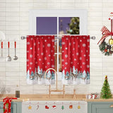Garvee Christmas Velvet Kitchen Curtain Christmas Decoration Cafe Curtain 36 Inch Tier Curtains Window Treatment Rod Pocket for Home Decor 2 Panels for Bathroom, Living Room Christmas Decoration - Red