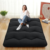 Garvee Foldable Japanese Floor Mattress - Full Size Futon Mattress Roll Up, Tatami Mat, Camping Mattress, and Couch Mattress Pad - Black